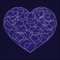 Romantic valentine card with Big violet heart