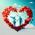 Romantic valentine couple heart graphic illustration Royalty Free Stock Photo