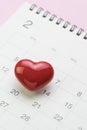 Romantic Valentine day card calendar concept, clean white Feb pa Royalty Free Stock Photo