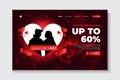 Romantic Valentine Day Landing Page - Vector