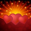 Romantic valentine day shiny card with red hearts Royalty Free Stock Photo