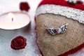 Romantic Valentine Plush Heart With A Winged Metal Heart On Ice