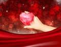 Romantic Valentine Red Ruby Heart Diamond Bokeh lights Elegant Love Background Royalty Free Stock Photo
