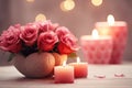 Romantic Valentine's Day ambiance, space for love notes