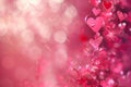 Romantic valentine's day background with abstract red and pink hearts and bokeh effect Royalty Free Stock Photo