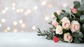 Romantic Valentine s Day Roses Bouquet Hearts Bokeh Lights Royalty Free Stock Photo