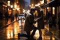 Romantic Valentines Day proposal. Young man gets down on one knee to ask girlfriend to marry him.