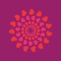 Romantic vector element of red and pink rows of heart shapes