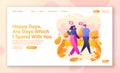 Romantic vector illustration on love story theme for landing page template.