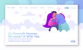 Romantic vector illustration on love story theme for landing page template.