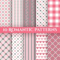 10 Romantic vector seamless patterns Royalty Free Stock Photo