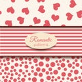 3 romantic vector seamless patterns. Pink and beige color tiling. Endless background can be used for printing onto Royalty Free Stock Photo