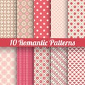 Romantic vector seamless patterns (tiling, with Royalty Free Stock Photo