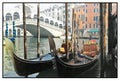 Rialto bridge and gondolas. Romantic Venice, Italy Royalty Free Stock Photo