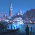 Romantic Venice Skyline at Sunset