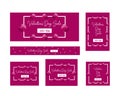 Romantic vertical and horizontal digital templates of different scaled sizes with pink polygonal hearts