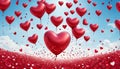 Sea of Red Heart Balloons in Sky Royalty Free Stock Photo