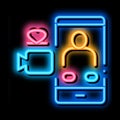 Romantic Video Calling neon glow icon illustration