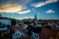 Romantic View of Castle and Roofs of Cesky Krumlov Royalty Free Stock Photo
