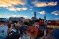 Romantic View of Castle and Roofs of Cesky Krumlov Royalty Free Stock Photo