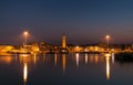 Romantic view of Civitanova Marche harbor at night. Royalty Free Stock Photo