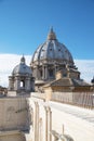 Romantic view on dome of the Saint Peter's Basilica Famous Roman landmark Vatican. Rome. Italy.