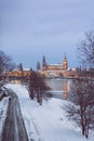 Dresden at dusk in winter Royalty Free Stock Photo