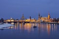 Dresden at dusk in winter Royalty Free Stock Photo