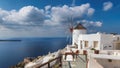 Greek windmill in Oia town, Santorini island,