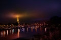 Romantic view of night Paris with Eifel Tower