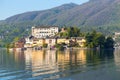 Romantic view of San Giulio island at Lake Orta, Piedmont, Italy Royalty Free Stock Photo