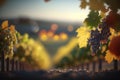 Romantic View from a Vineyard with Grapes and Vines