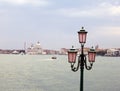 Romantic views with ancient pink lantern on Grand Canal in Venice, italy