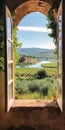 Romantic Vineyard Overlooking Vines: A Cinematic Window To Tuscany