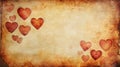 Romantic Vintage Hearts on Grunge Paper Texture Background Royalty Free Stock Photo