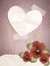 Romantic vintage illustration with a paper heart