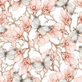 Romantic vintage magnolia and butterflies seamless pattern