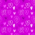 Romantic Violet Chalk Hearts Seamless Pattern