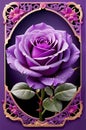 Romantic violet rose in beautiful frame, AI generated