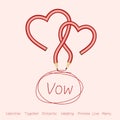 Romantic vow with heart of love by red pencil