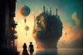 Romantic Walk through a Fantasy Landscape (Generative AI)