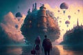 Romantic Walk through a Fantasy Landscape (Generative AI)