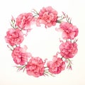 Romantic Watercolor Carnation Wreath: Accurate And Detailed Art Of Tonga