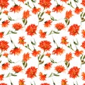 Romantic watercolor nasturtium flowers pattern