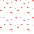 Romantic watercolor seamless pattern. Colorful hearts background. Background with red love. Perfect for textile, fabric, wrapping