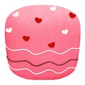 Romantic watercolor strawberry marshmallow clipart.Valentine sweet illustration