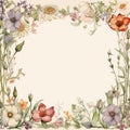 Romantic Watercolor Wildflower Frame With Delicate Garden Paintings