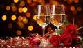 Romantic wedding celebration love, champagne, wine, candle, decoration, background generated by AI generated by AI Royalty Free Stock Photo