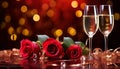 Romantic wedding night love, champagne, flowers, celebration, elegance generated by AI generated by AI Royalty Free Stock Photo