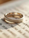 Romantic Wedding Ring on an Open Book Royalty Free Stock Photo
